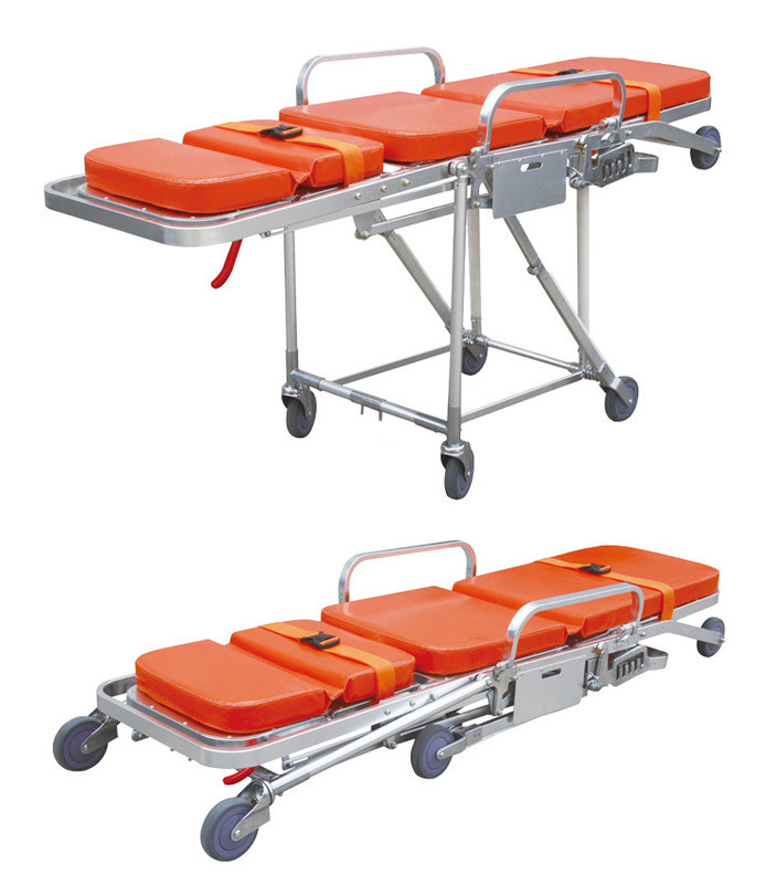 Chaise en alliage d'aluminium type poussette d'ambulance avec dos réglable pour le sauvetage d'urgence et le sauvetage dans un espace limité