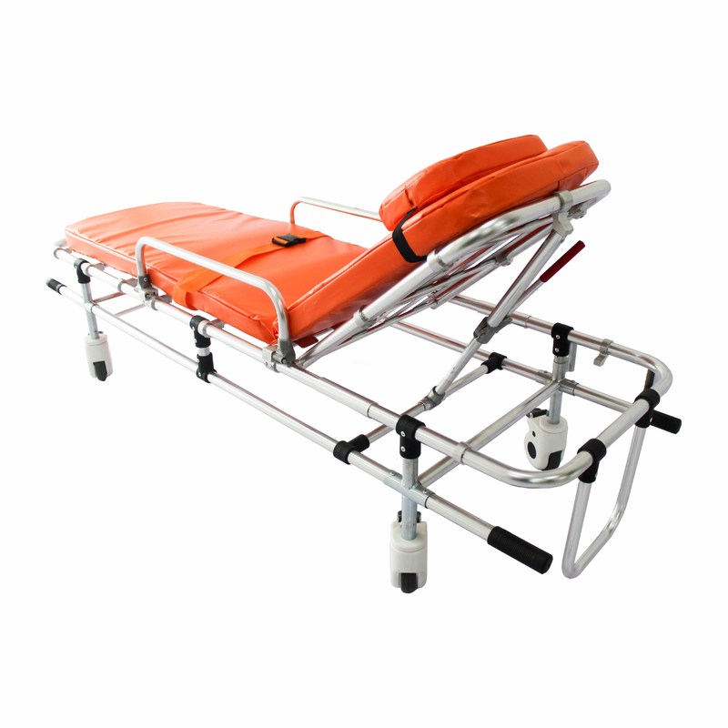 L'allumage d'aluminium pliable à double tube en position basse, fauteuil d'ambulance de secours d'urgence, réglage du dos